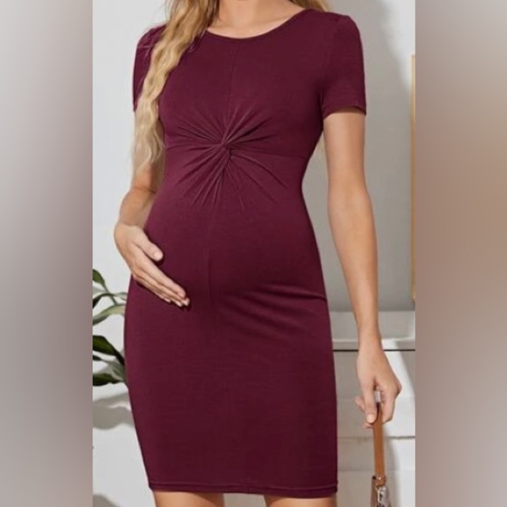 SHEIN burgundy maternity bodycon dress